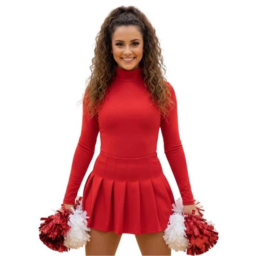 Body Wrappers Adult S Red Turtleneck Leotard Cheer Snap Crotch Zip Back
